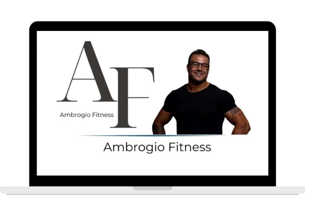 Ambrogio Fitness logo and person on screen