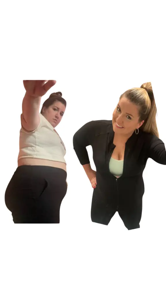 Woman's weight loss transformation before and after